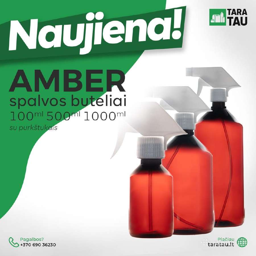 500ml Hdpe gintarinės spalvos butelis su purkštuku - nuotraukos Nr. 3