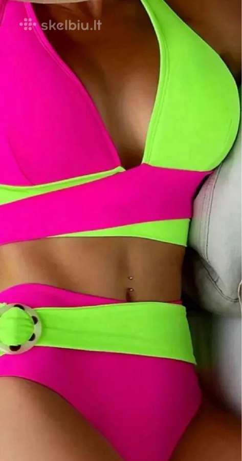 Dviejų spalvų ryškus bikini