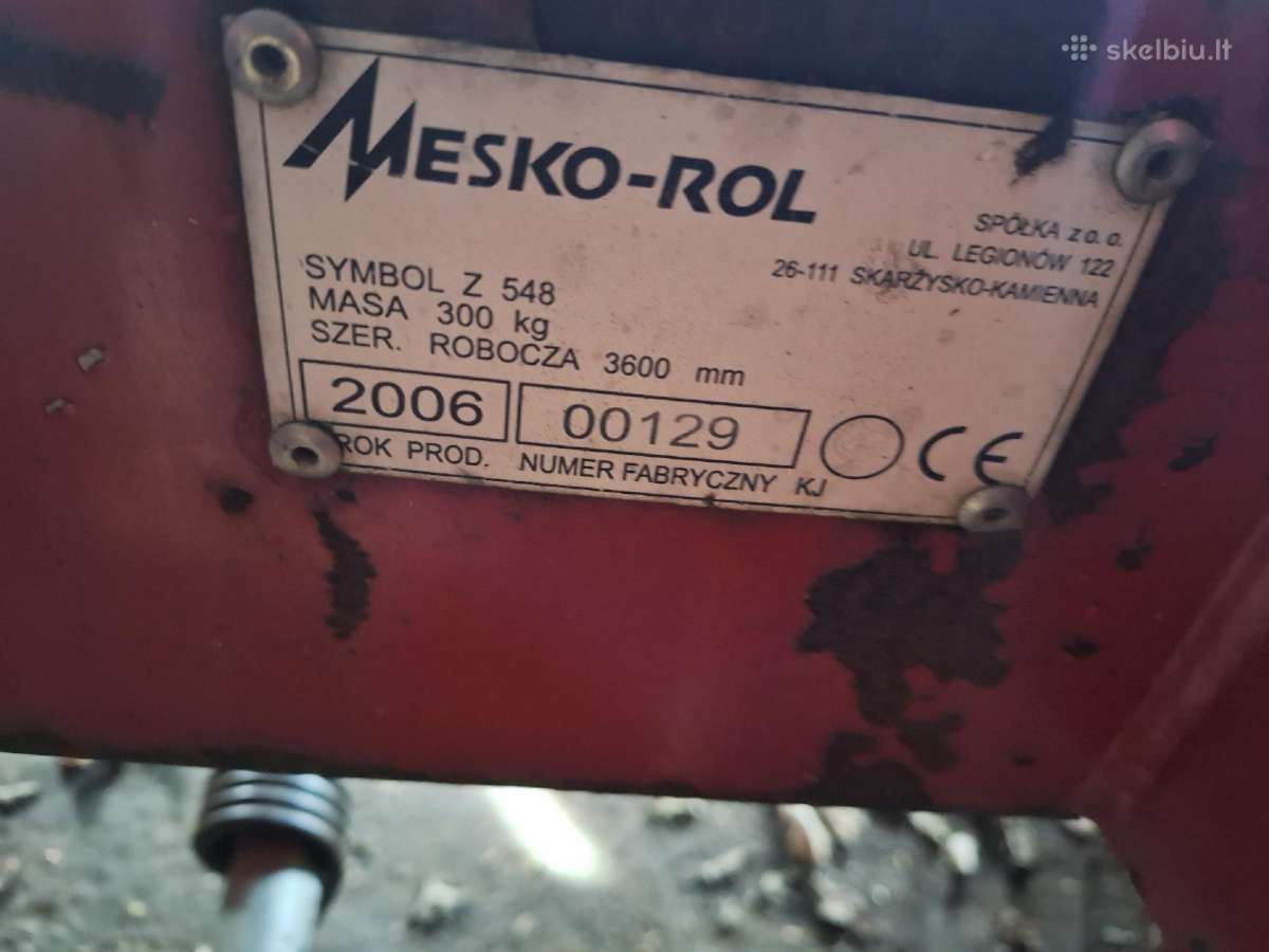 Parduodu grėblį Mesko-rol 3,6 m. pločio