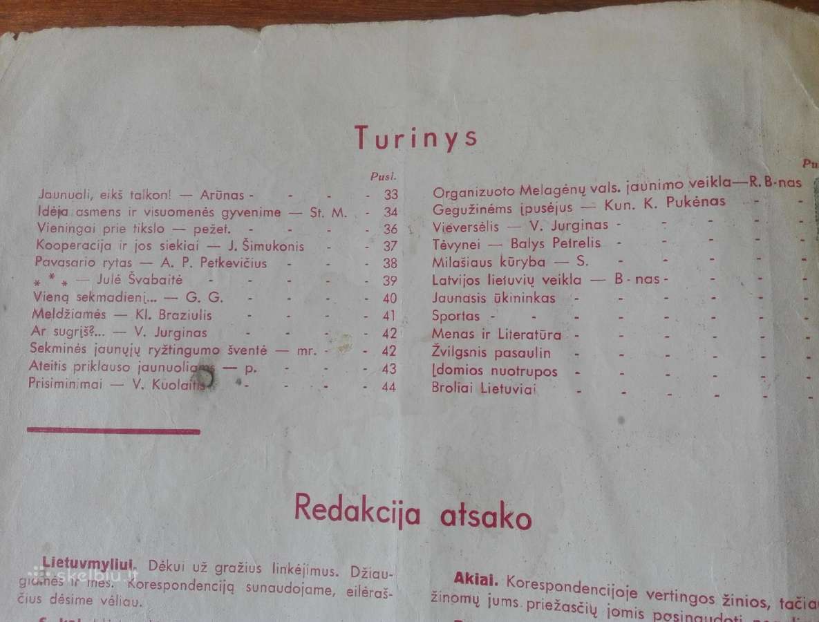 1555. Jaunimo Kelias labai retas antikvarinis-kole - nuotraukos Nr. 3