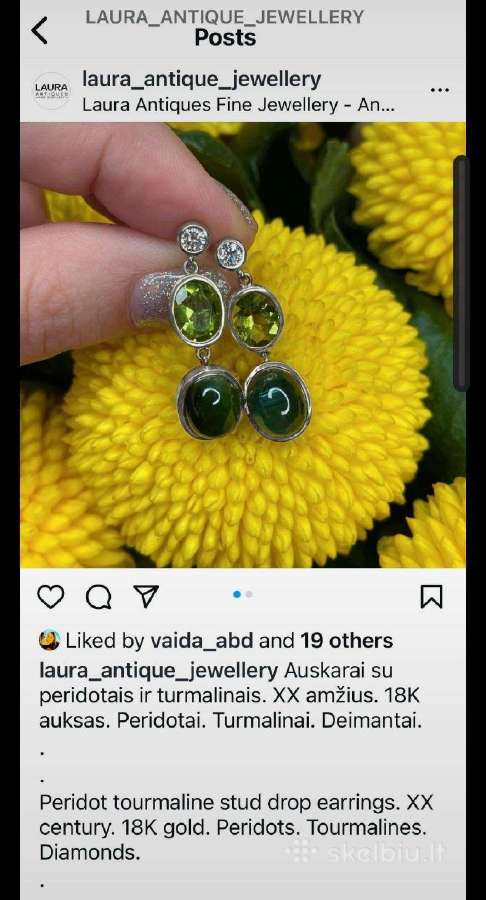 750 pr auskarai su peridotais ir turmalinais.