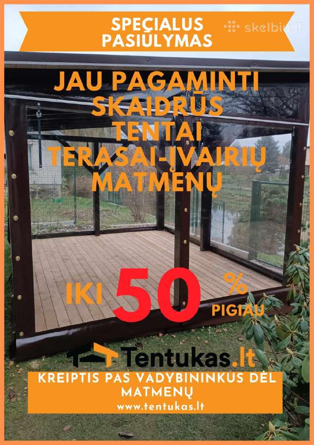 Skaidrių tentų terasoms ir pavėsinėms Išpardavimas