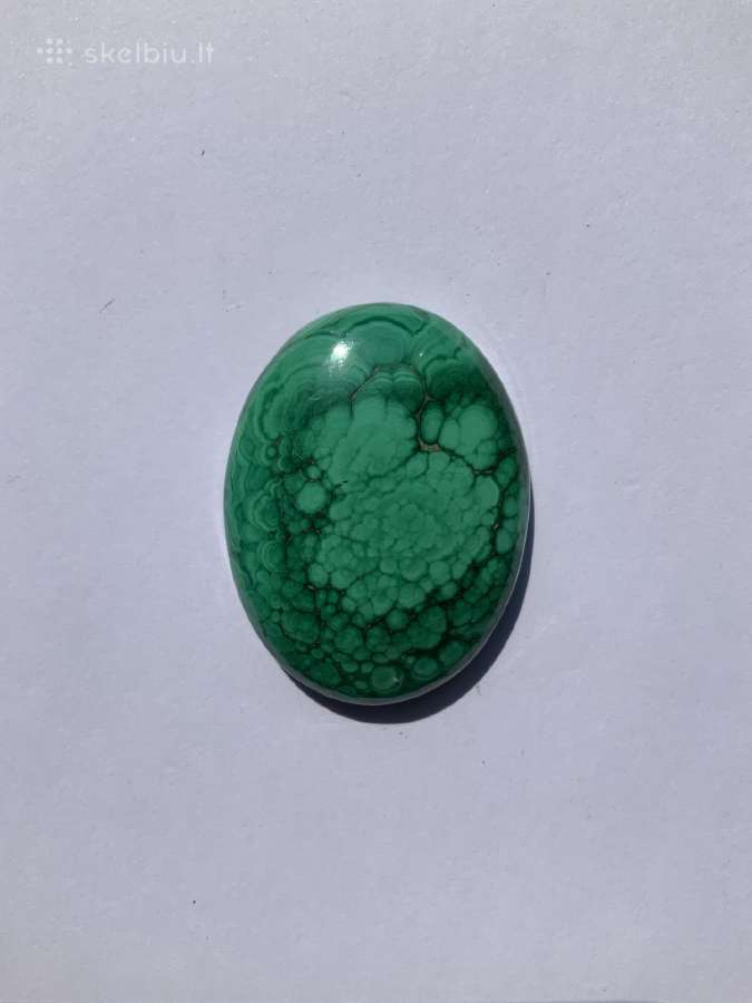 Malachito kabošonas, mineralas, akmuo. - nuotraukos Nr. 3