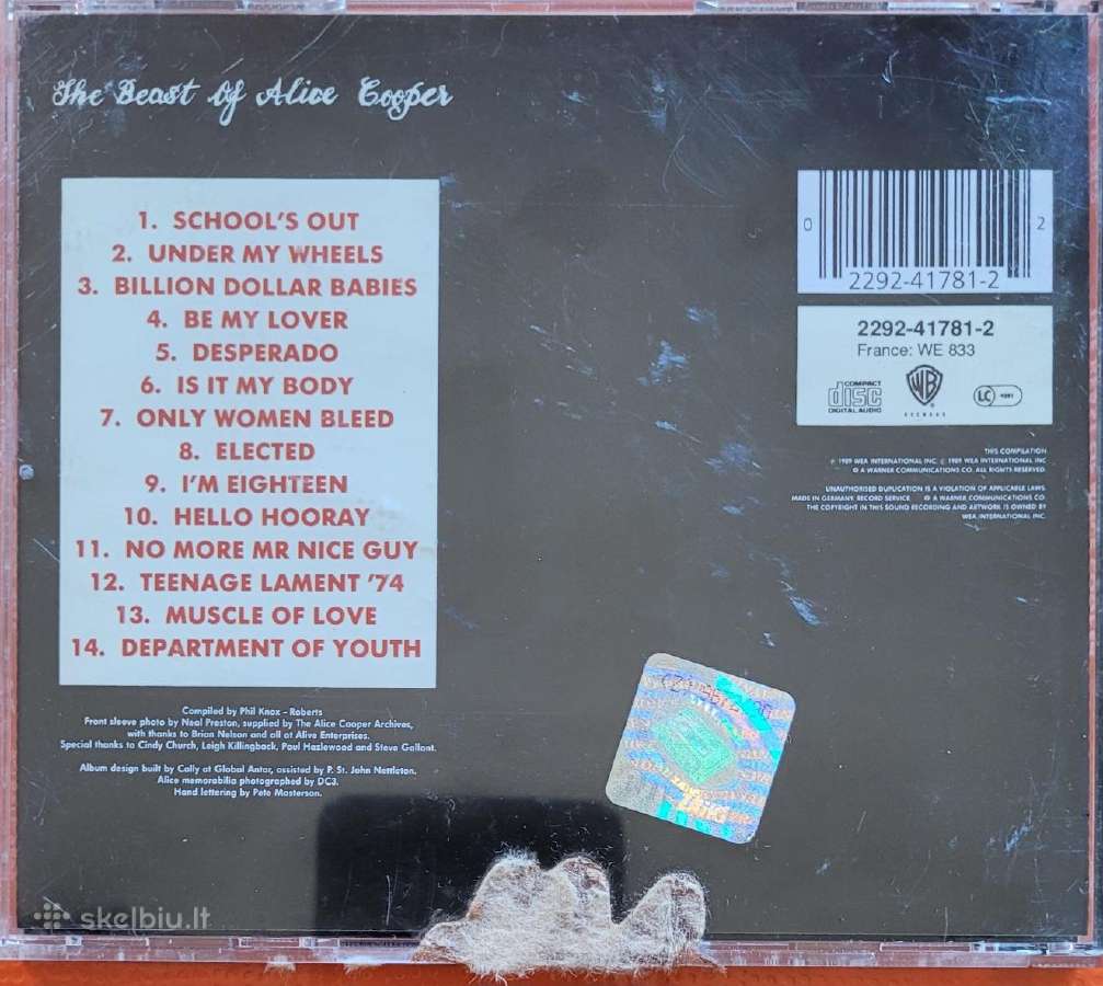 CD Alice Cooper. The best of Alice Cooper. 1989 - nuotraukos Nr. 2