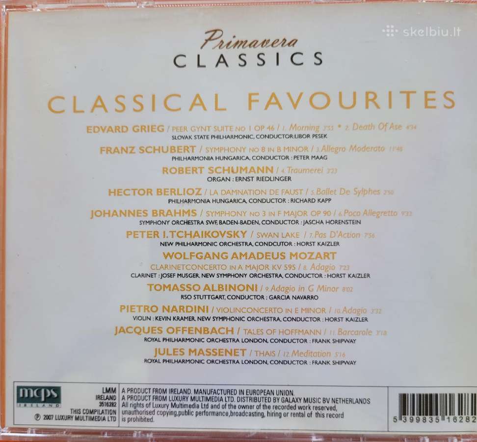 Klasikinės muzikos 5 CD - Primavera Clasics - nuotraukos Nr. 3