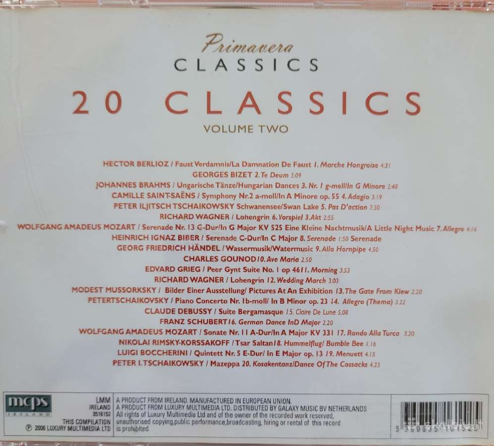 Klasikinės muzikos 5 CD - Primavera Clasics - nuotraukos Nr. 5