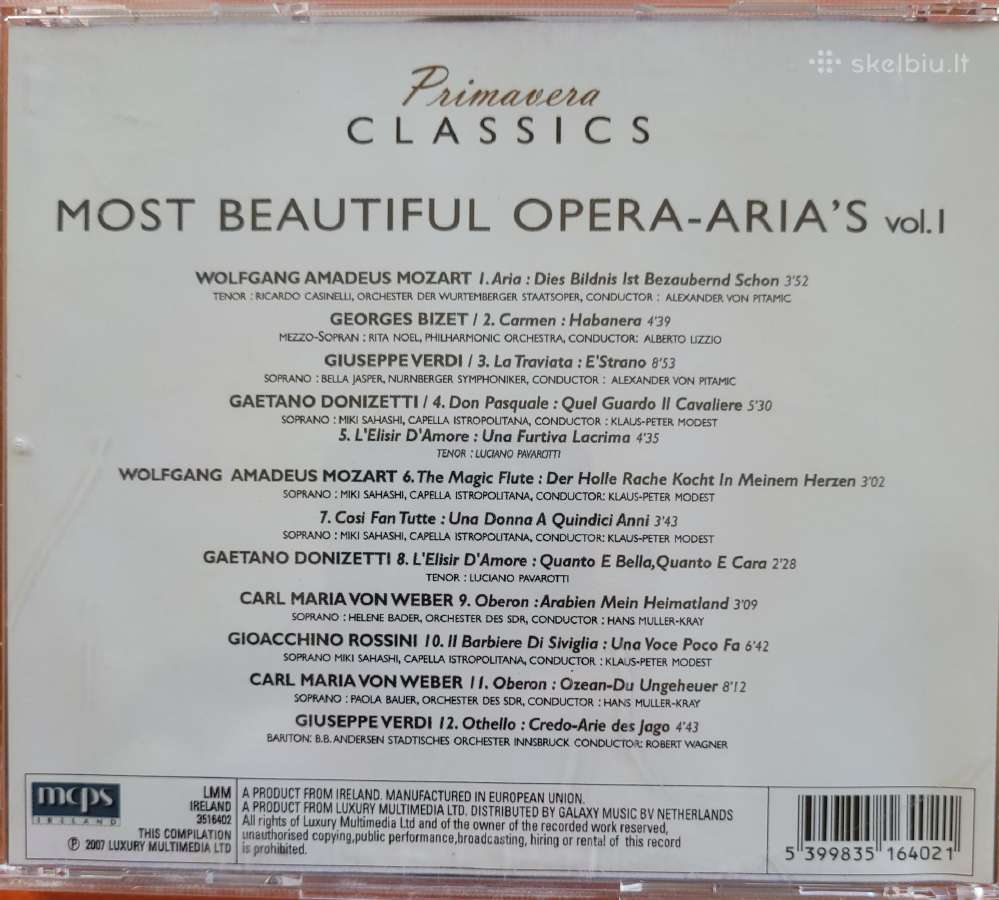 Klasikinės muzikos 5 CD - Primavera Clasics - nuotraukos Nr. 9