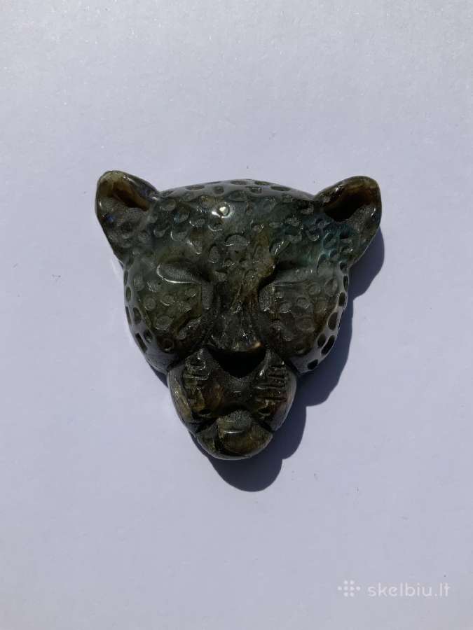 Labradorito leopardo skulptūra, akmuo, mineralas. - nuotraukos Nr. 2