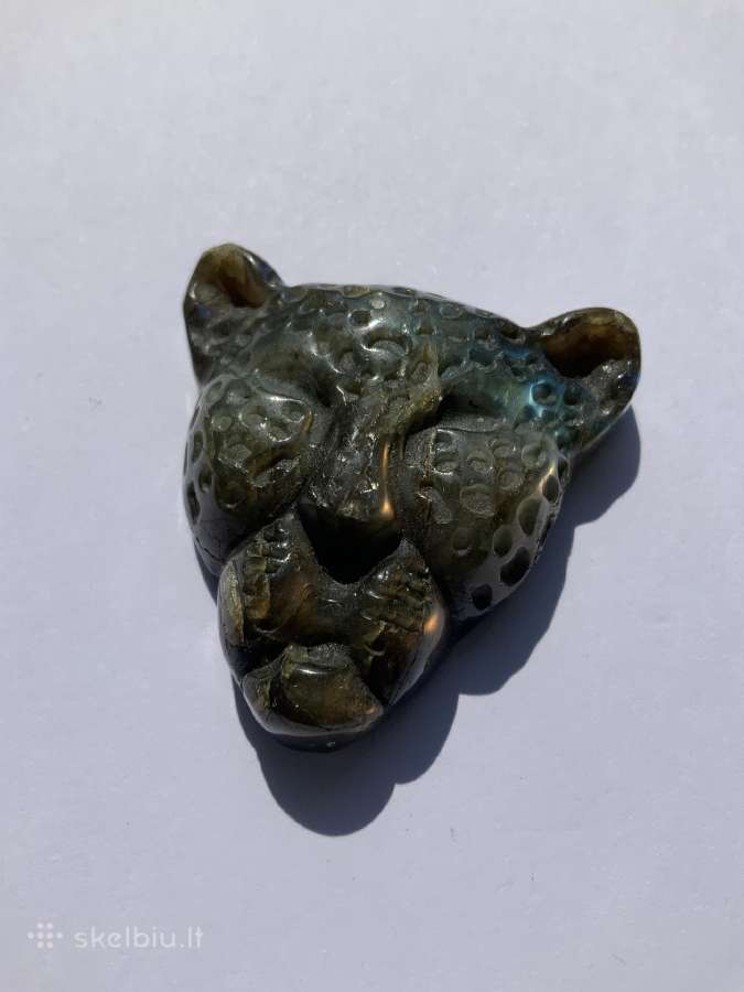 Labradorito leopardo skulptūra, akmuo, mineralas. - nuotraukos Nr. 3