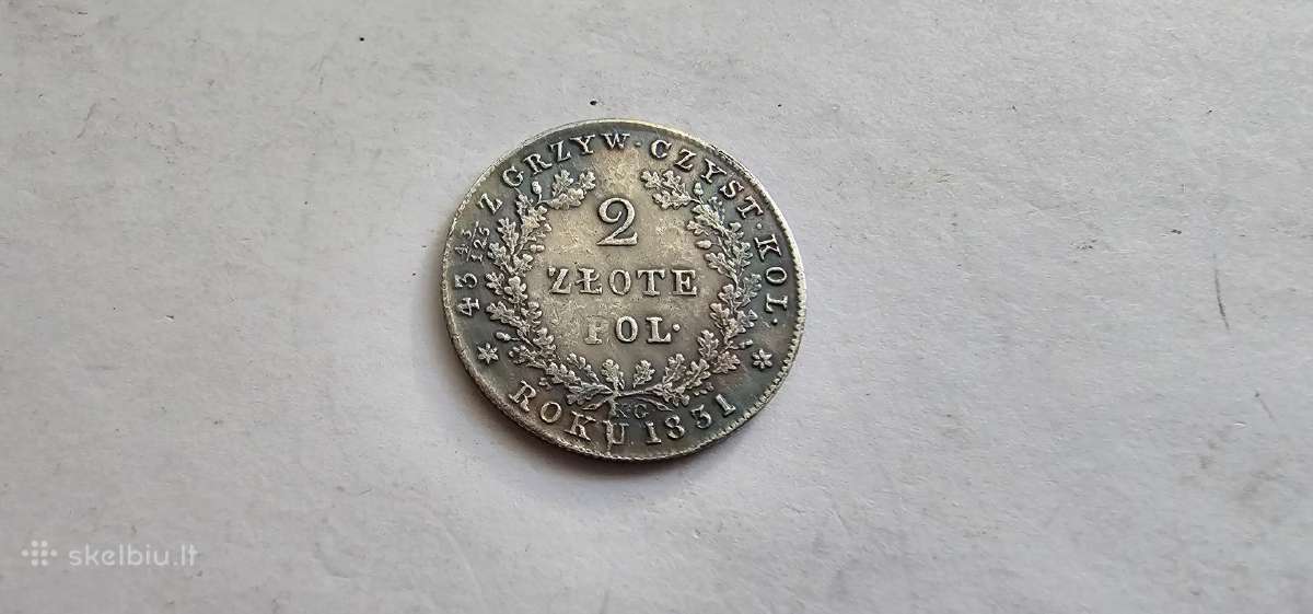 1831 2 zlotai Lietuva Lenkija