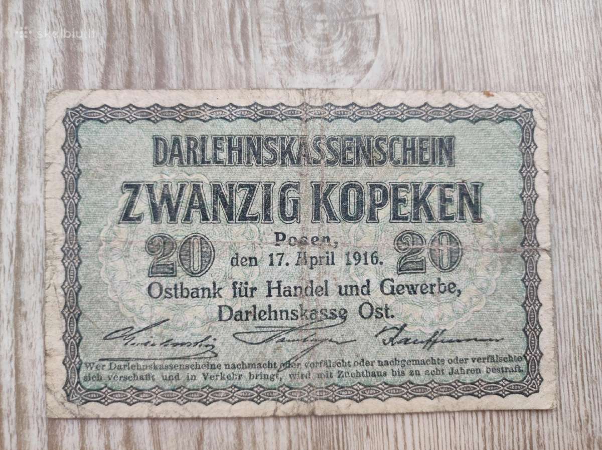 20 Ost kapeikų 1916m (lietuviška)