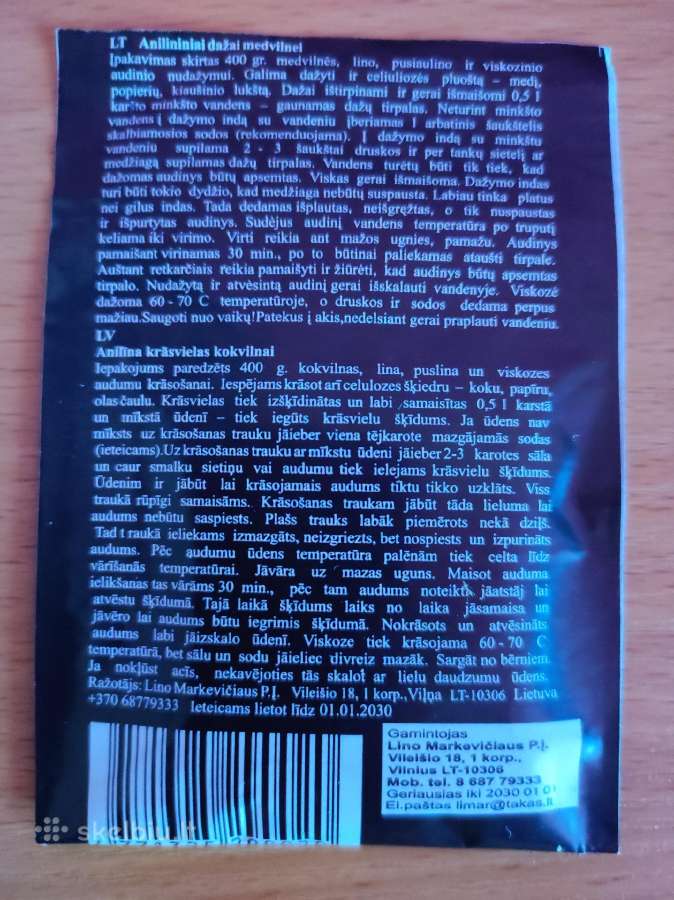 Anilininiai dažai medvilnei, žali - nuotraukos Nr. 2