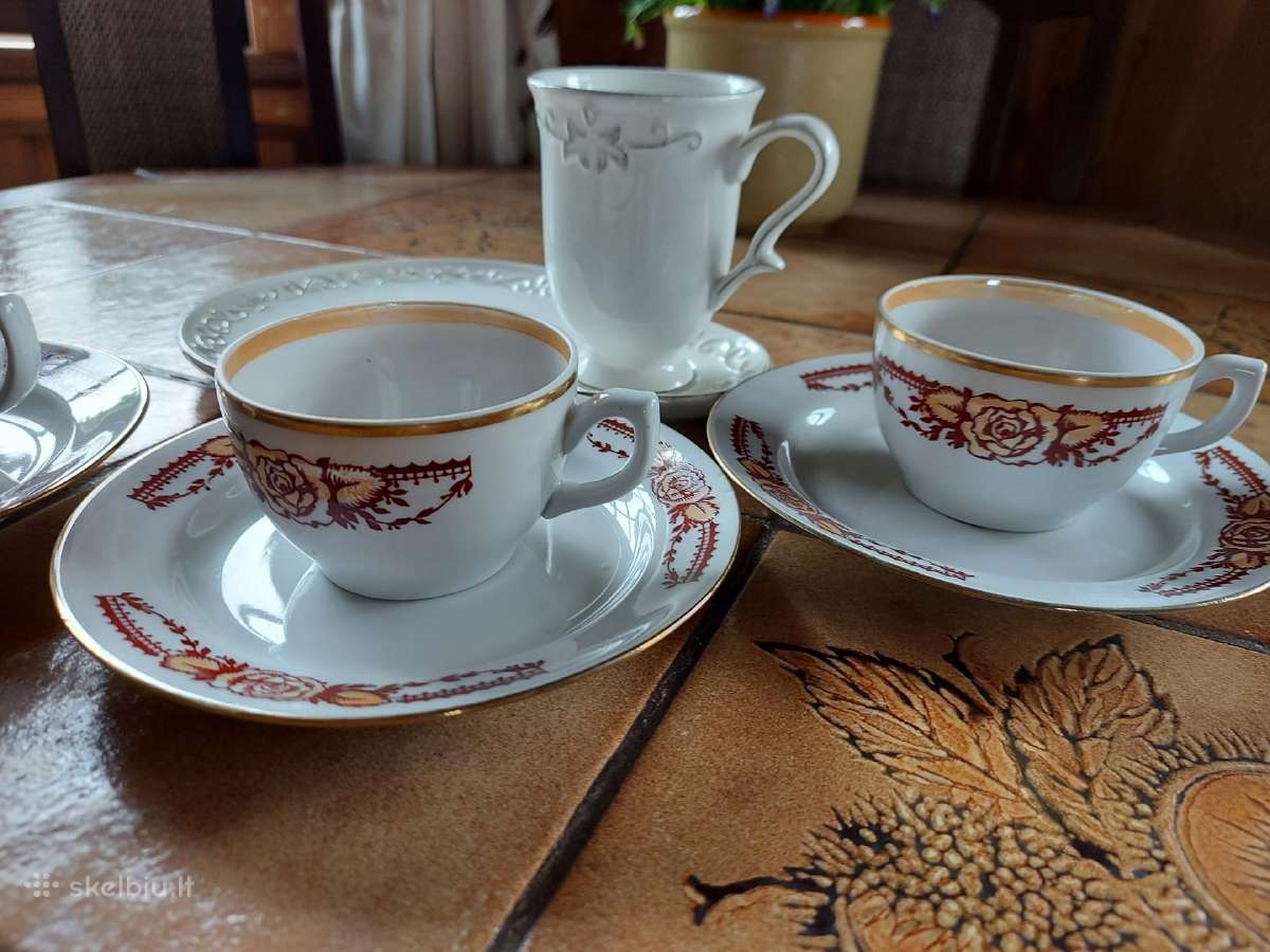 Cukrinė,2 puodukai,3 lėkštutės,gal kam papildymui. - nuotraukos Nr. 4