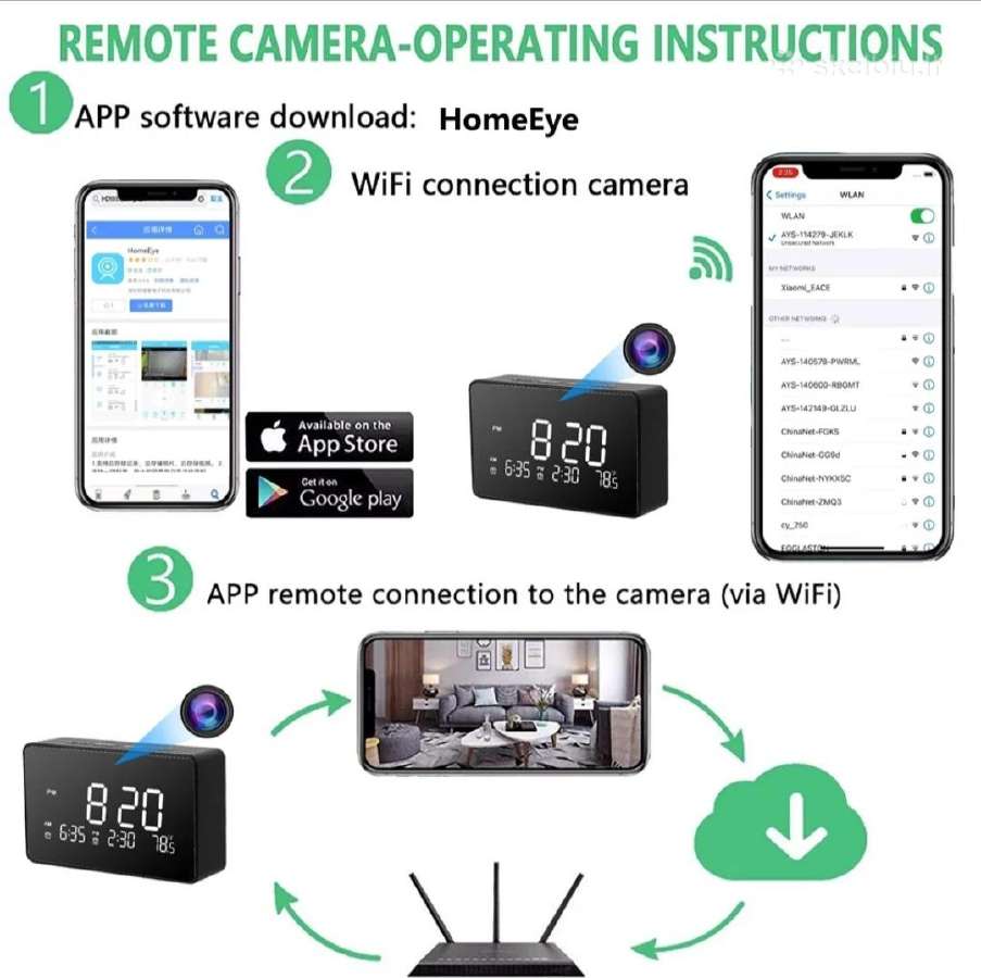 Laikrodis su slapta Full HD WiFi kamera - nuotraukos Nr. 5