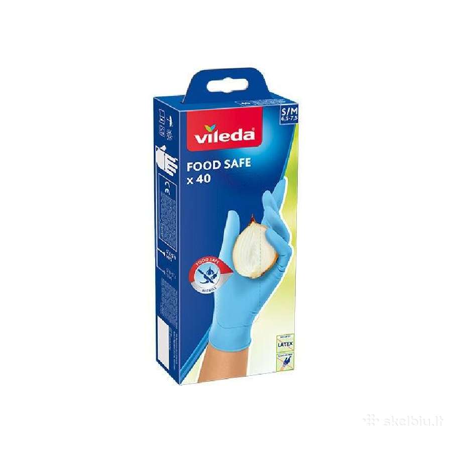 Nitrilo pirštinės Vileda Food Safe, dydis S/m, 40v
