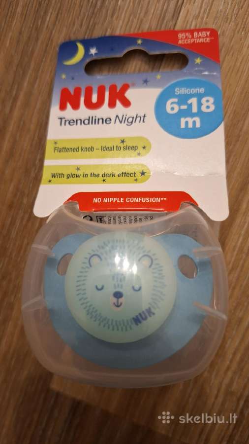 Nuk silikoninis čiulptukas, Trendline Night 6-18m - nuotraukos Nr. 3
