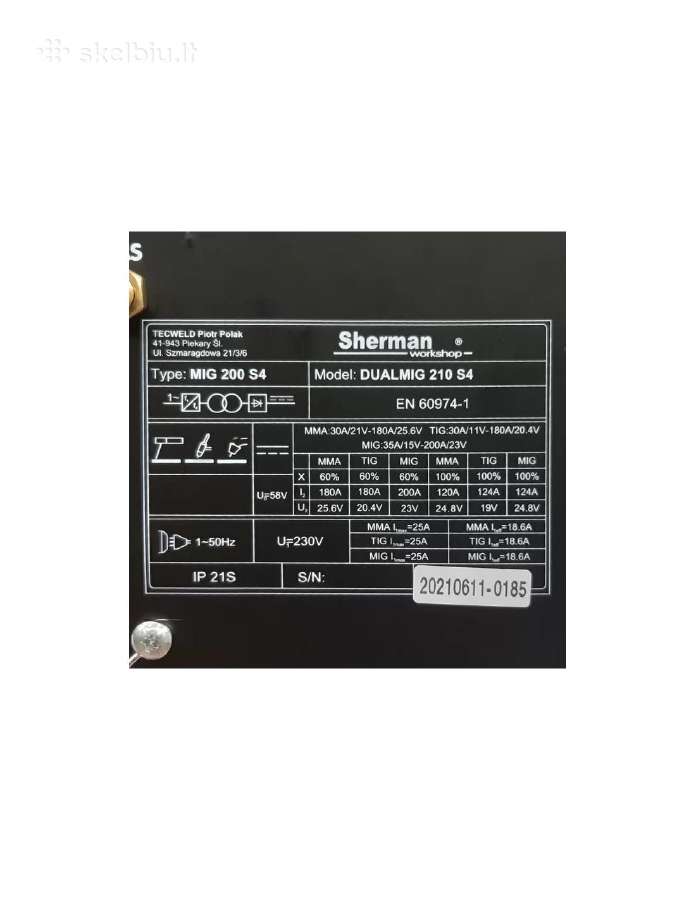 Suvirinimo Kempas Sherman 210 S4 - nuotraukos Nr. 7