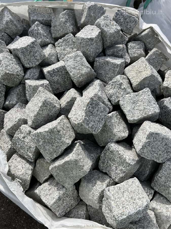 Granitinės trinkelės šviesiai pilkos 10x10x10 cm - nuotraukos Nr. 3