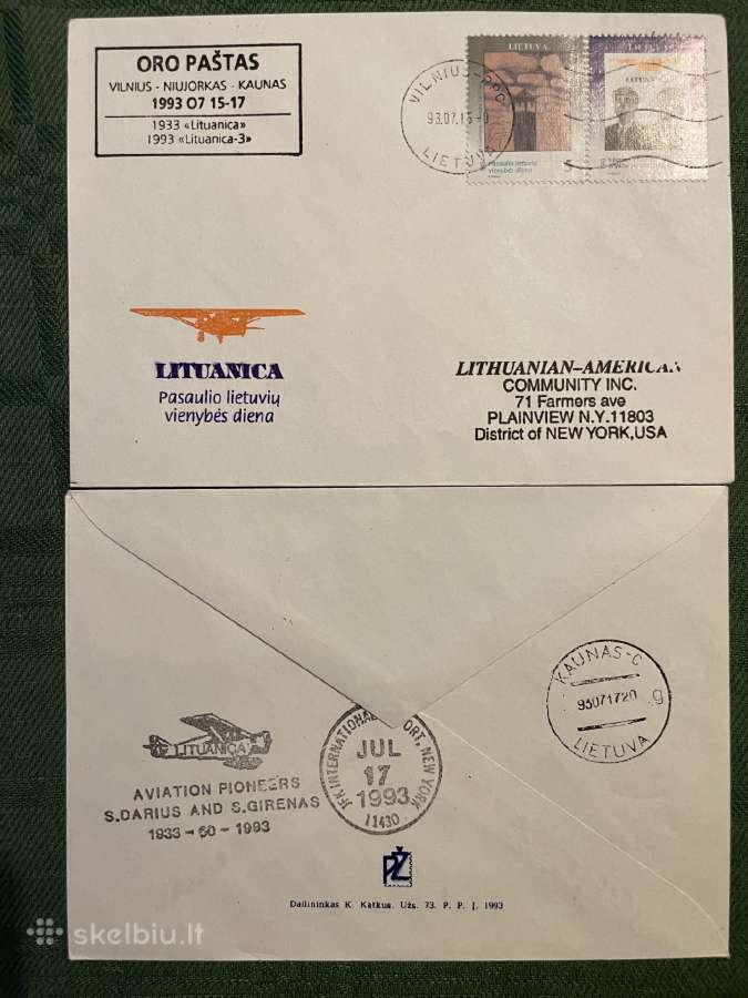 Lietuvos 1993 m. vokai su spec spaudais - nuotraukos Nr. 3