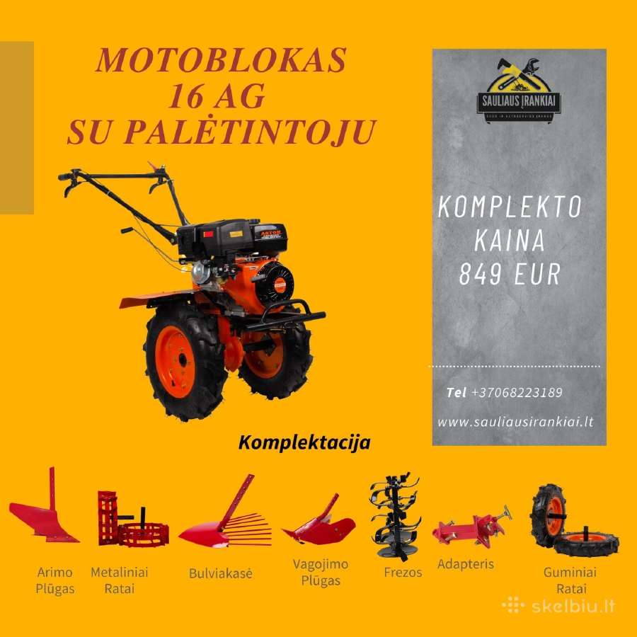 Benzininis kultivatorius-motoblokas 16ag su paleti