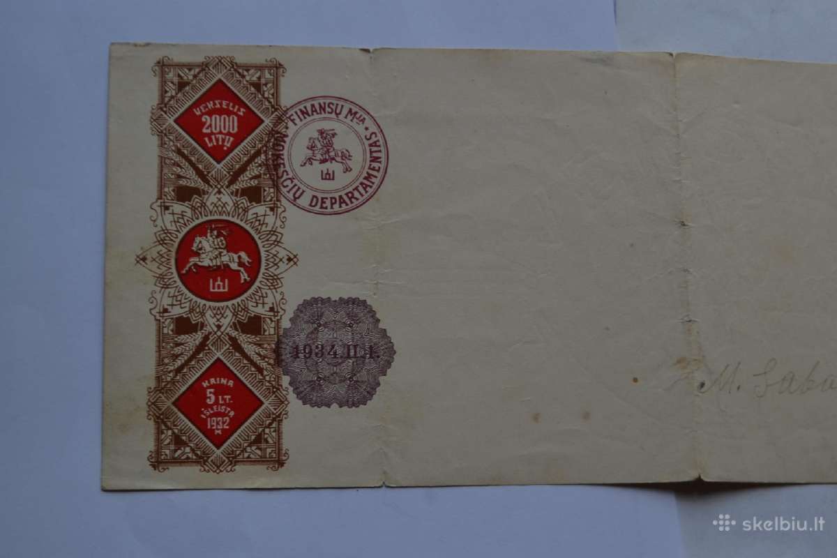 Vekselis 1932-1934 m.2000 litu,retas