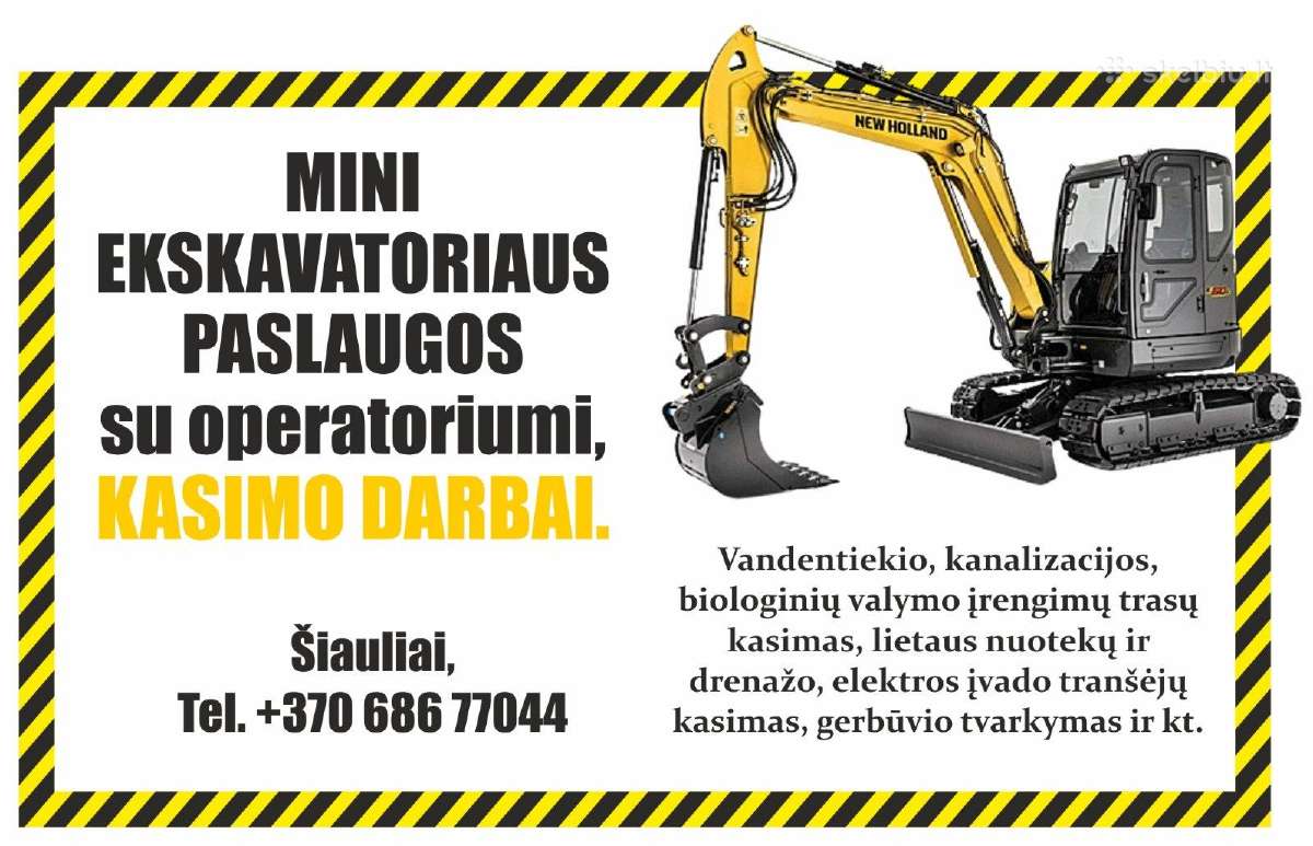Mini ekskavatoriaus nuoma su operatoriumi