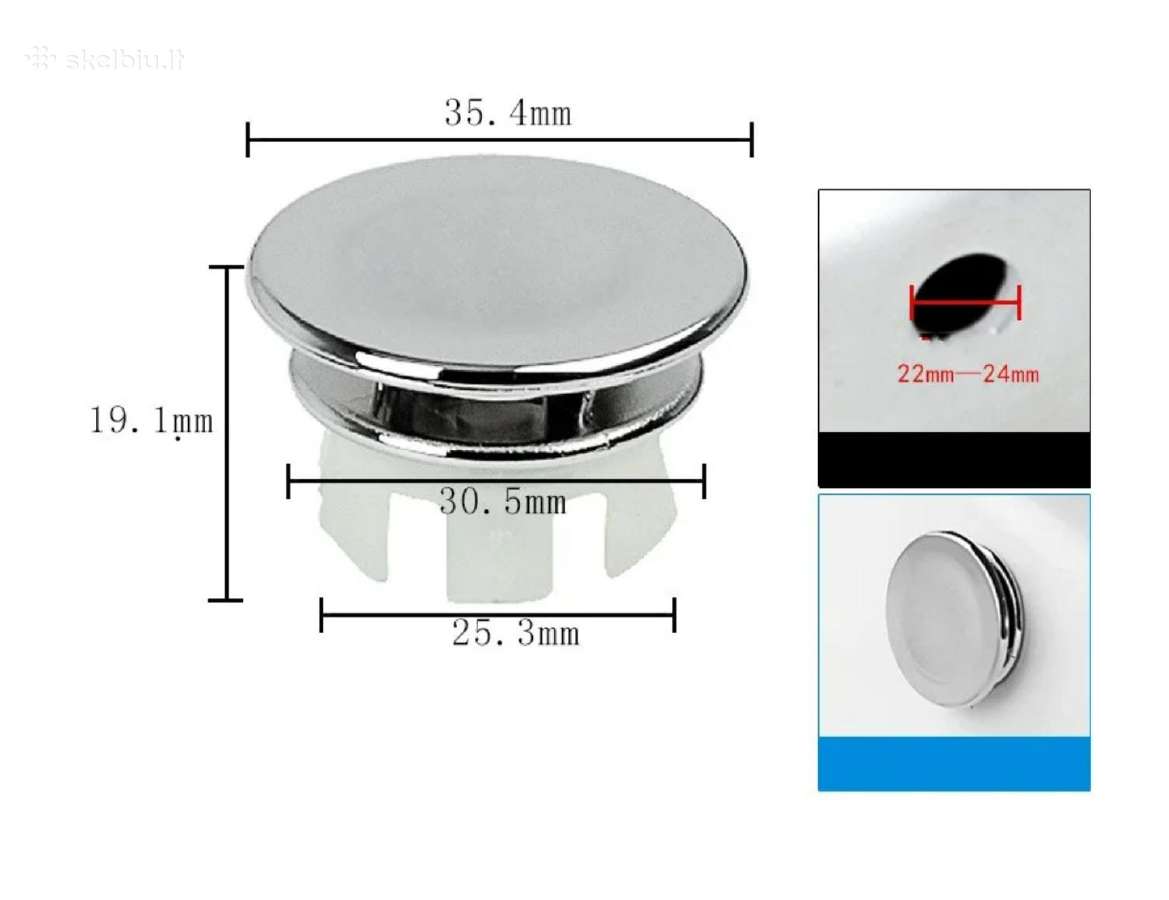 Kriaukles perpildymo dangtis sidabrinis 22mm