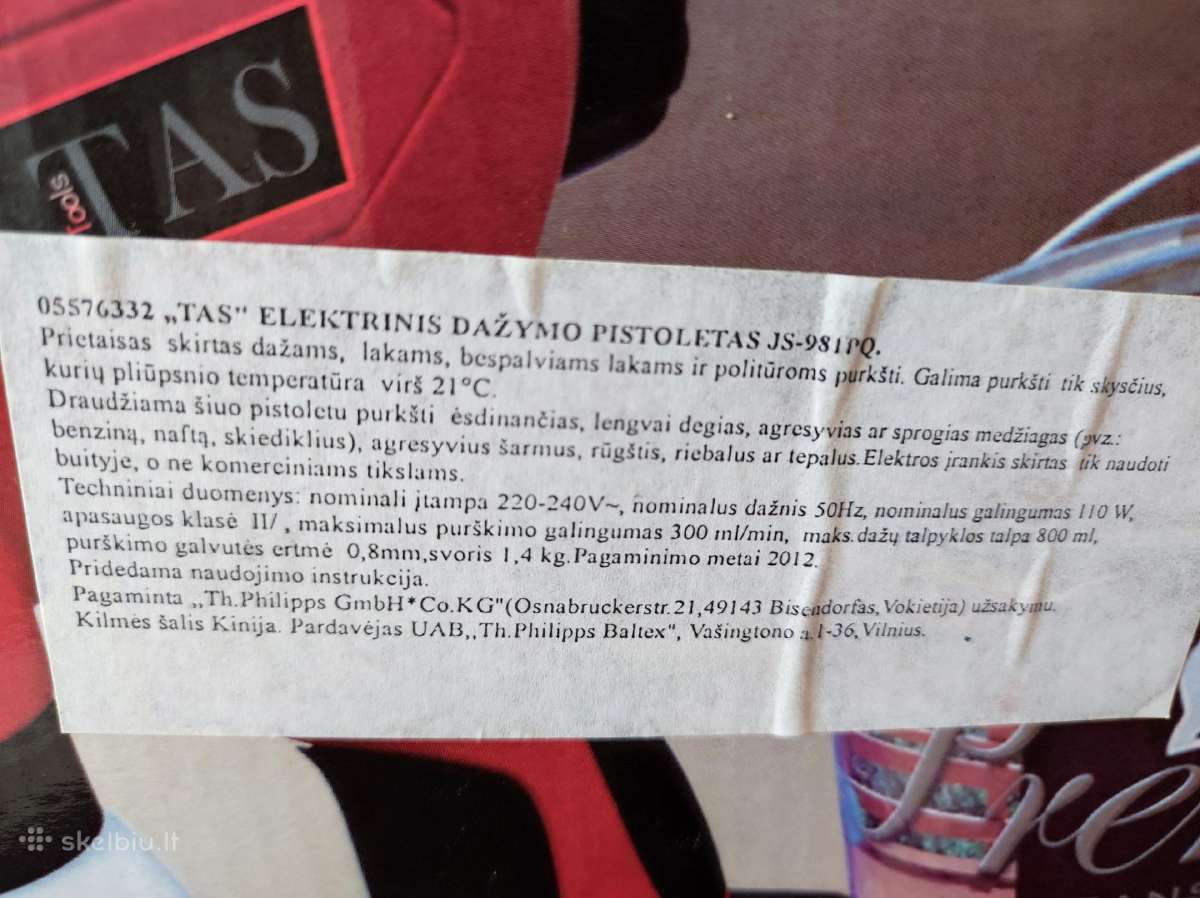 Elektrinis dažymo pistoletas, galingumas 110w - nuotraukos Nr. 2