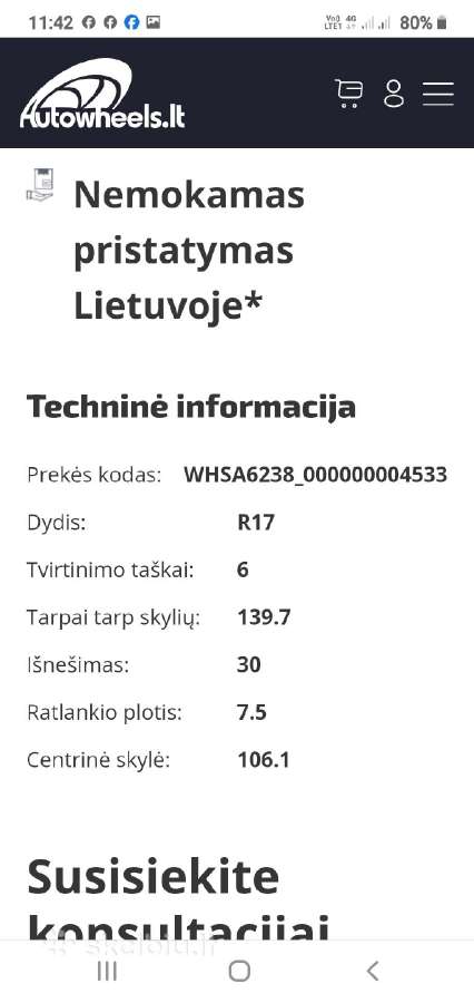 Lieti ratlankiai R17 Land Cruizer150 su 5 padangom - nuotraukos Nr. 8