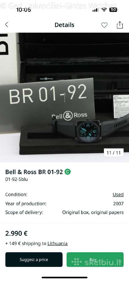 Bell & Ross – Br01-92 Blue - nuotraukos Nr. 34