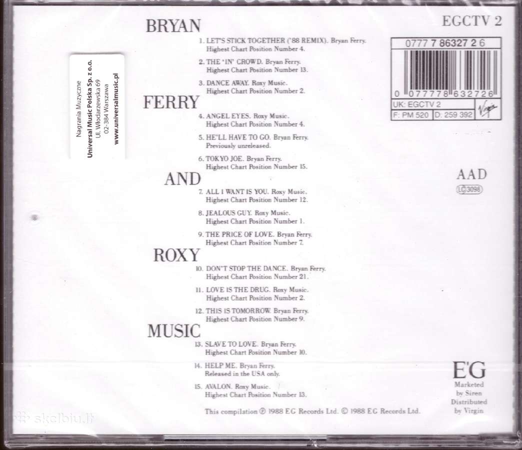Bryan Ferry Roxy Music CD The Ultimate Collection - nuotraukos Nr. 2