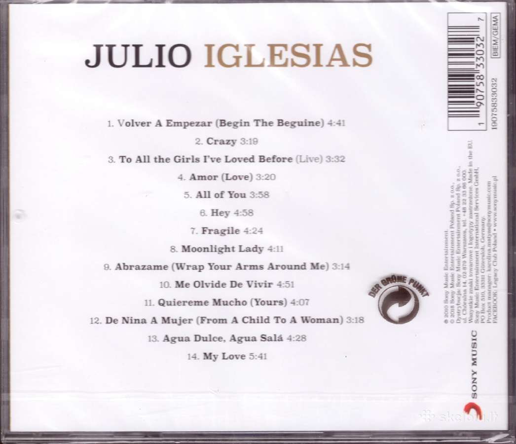 Julio Iglesias CD Amor - The Best Of - nuotraukos Nr. 2