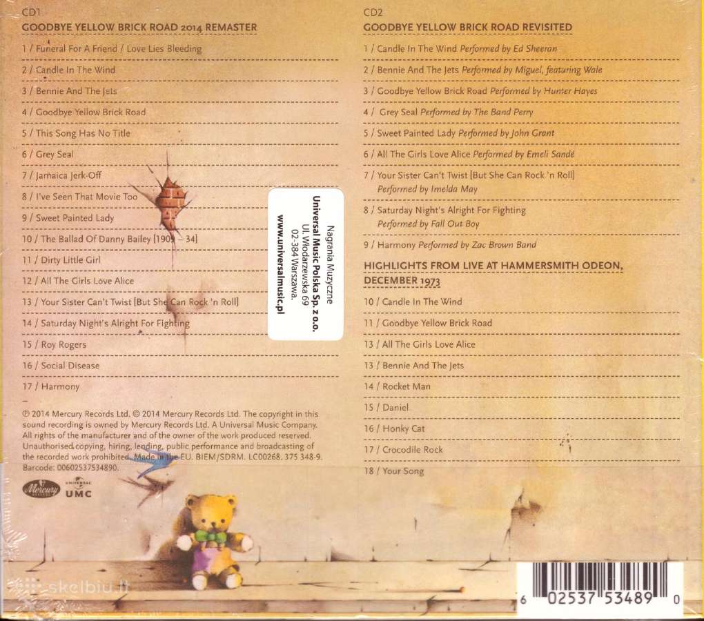 Elton John 2 CD Goodbye Yellow Brick Road - nuotraukos Nr. 2