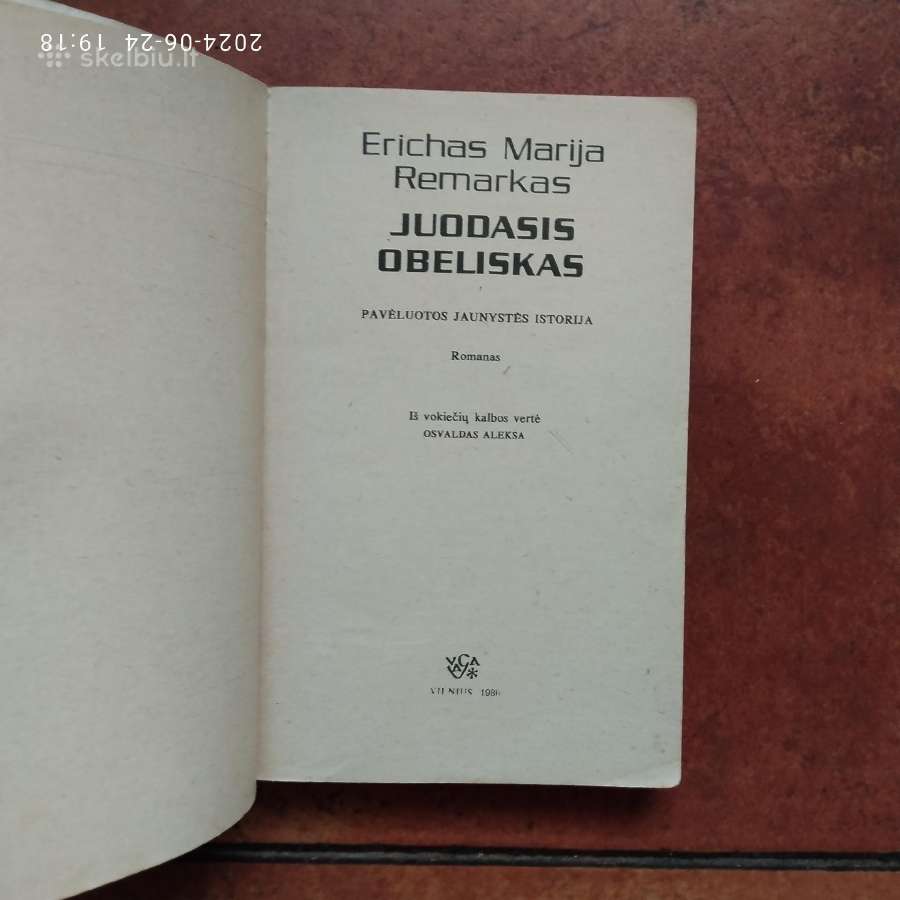 Erichas Marija Remarkas "Juodasis obeliskas" 1986 - nuotraukos Nr. 3