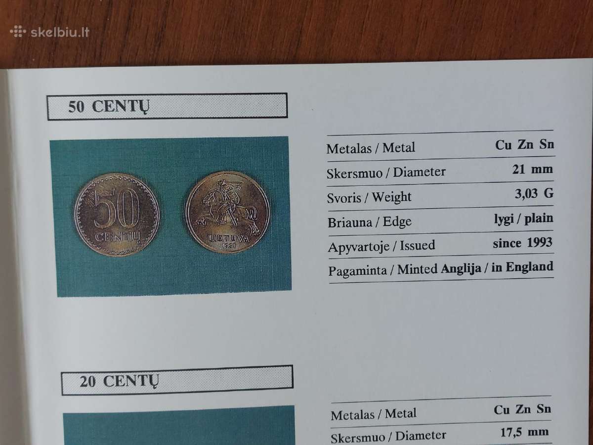 Lietuviškos monetos 50 centų 1991 m. - nuotraukos Nr. 19