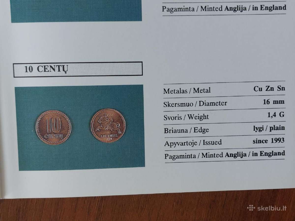 Lietuviškos monetos 50 centų 1991 m. - nuotraukos Nr. 20