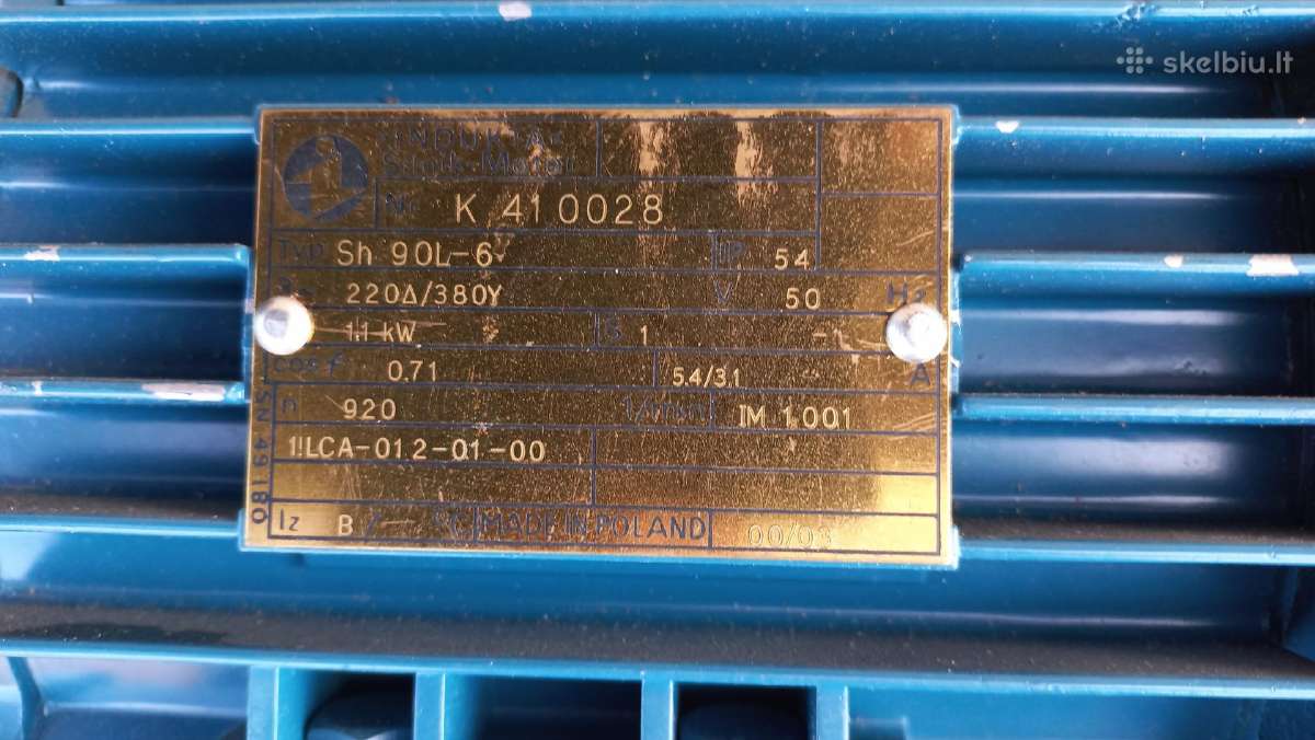 Elektros variklis 1,1 kw., 920 aps., 220/380 - nuotraukos Nr. 2