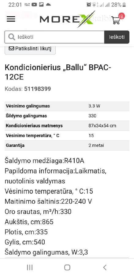 Mobilus kondicionierius Ballu brac 120eu