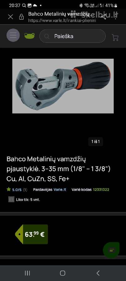 Bahco Metalinių vamzdžių pjaustyklė. 3–35 mm. - nuotraukos Nr. 8