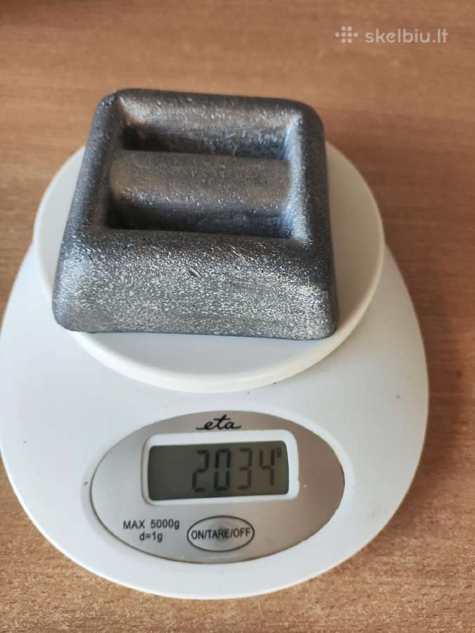 Švininis svoris-2 kg,storis 3 cm, kraštinės po 9cm - nuotraukos Nr. 3