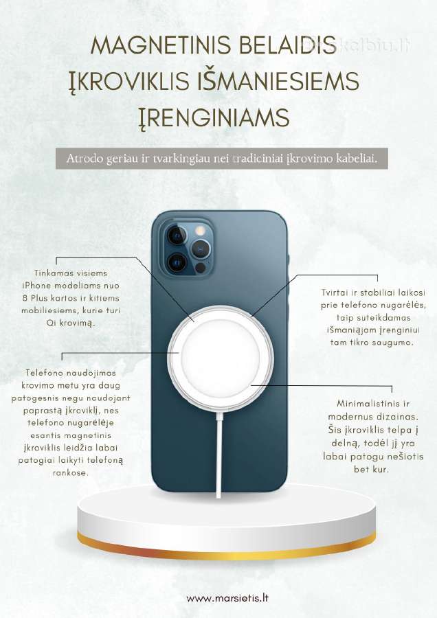 Magnetinis belaidis įkroviklis išmaniesiems įrengi - nuotraukos Nr. 15