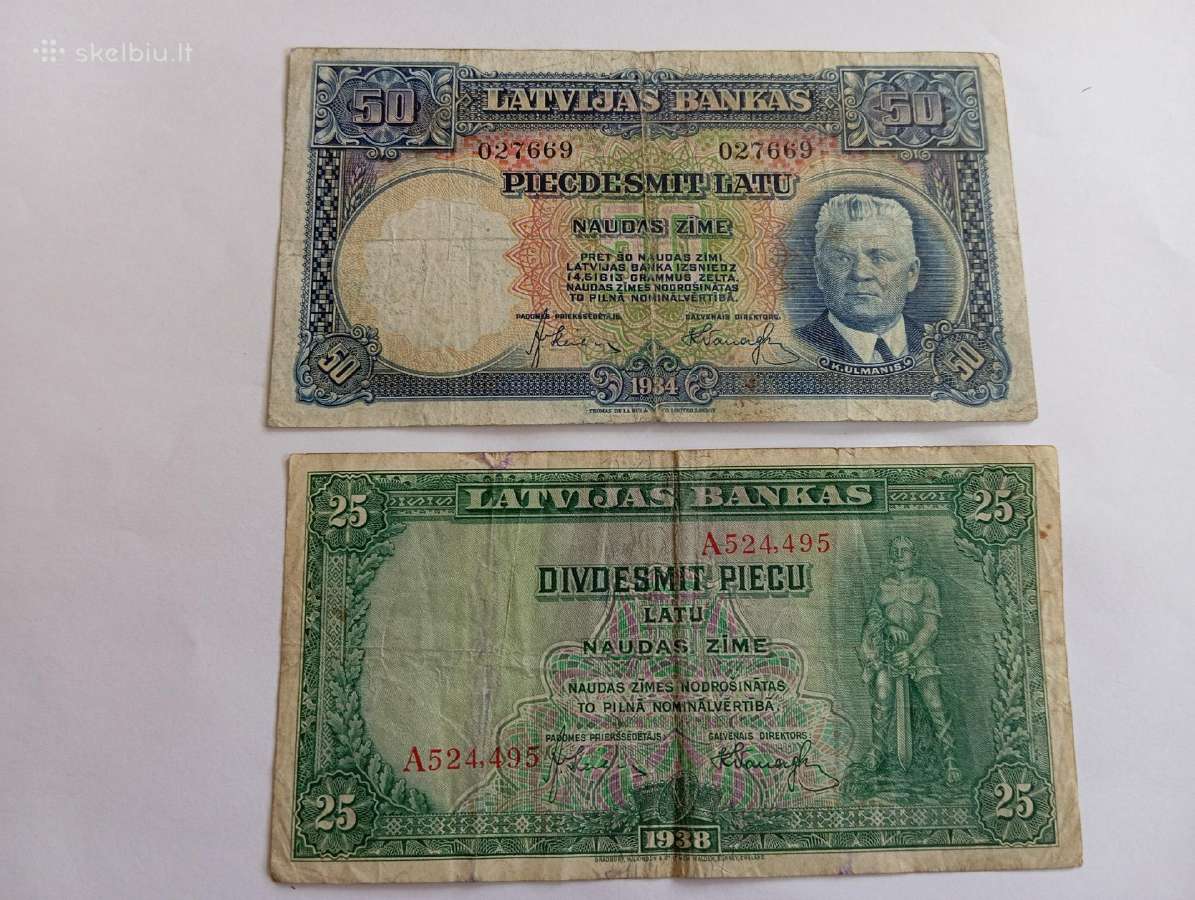 1934m. 50 ir 1938m. 25 latai