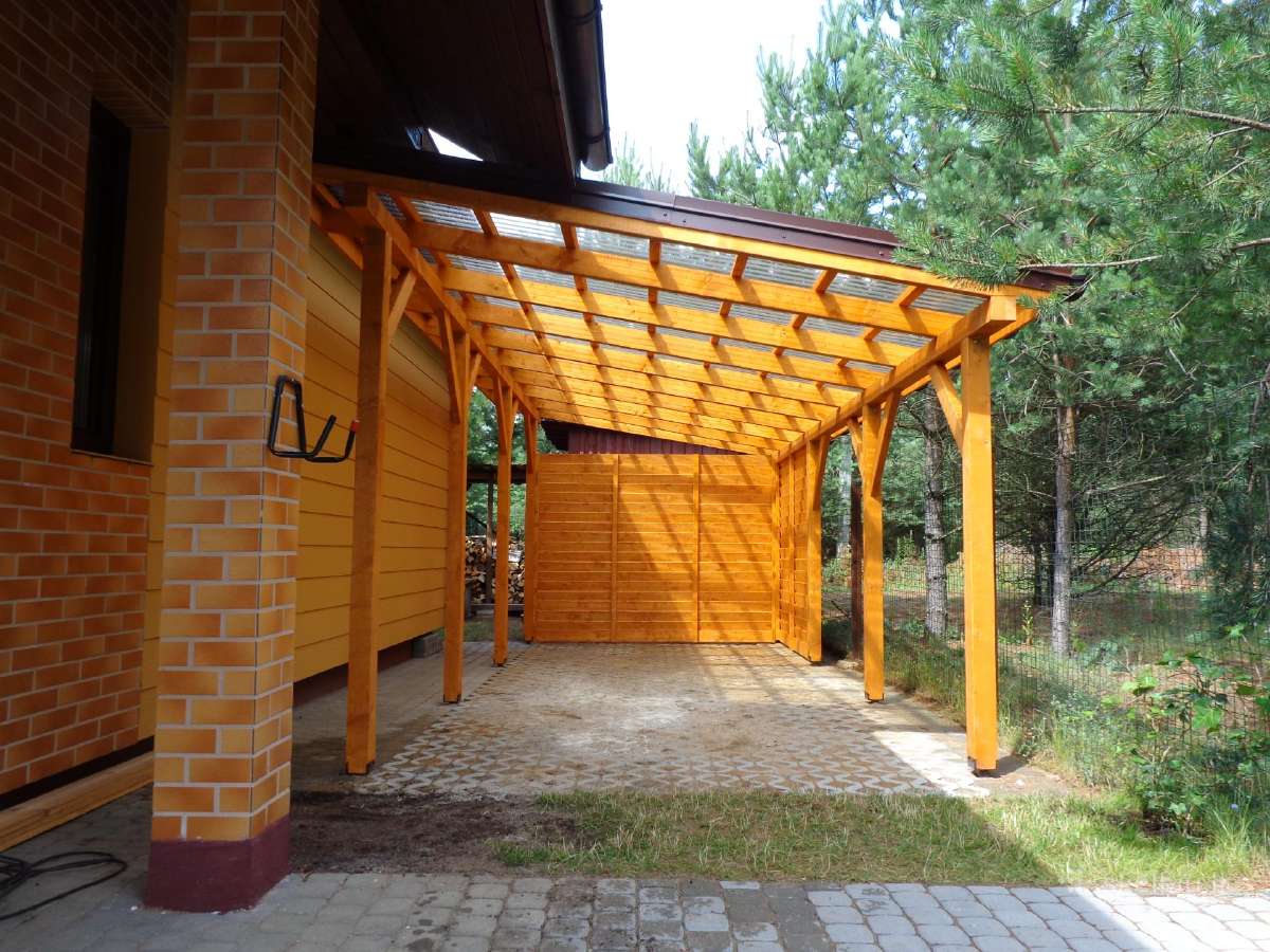 Medinės stoginės automobiliams, pavėsinės,terasos. - nuotraukos Nr. 23
