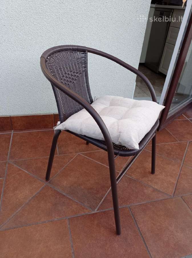 Kėdė – fotelis su parankiais, pilnai rudos spalvos - nuotraukos Nr. 2