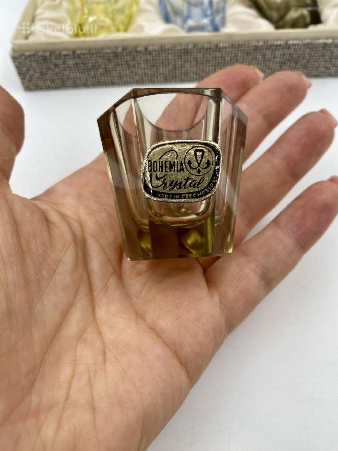 Vintažinės Art Deco spalvotos taurelės, Bohemia - nuotraukos Nr. 3
