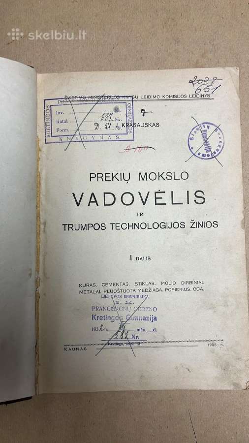 J. Krasauskas. Prekių mokslo vadovėlis.