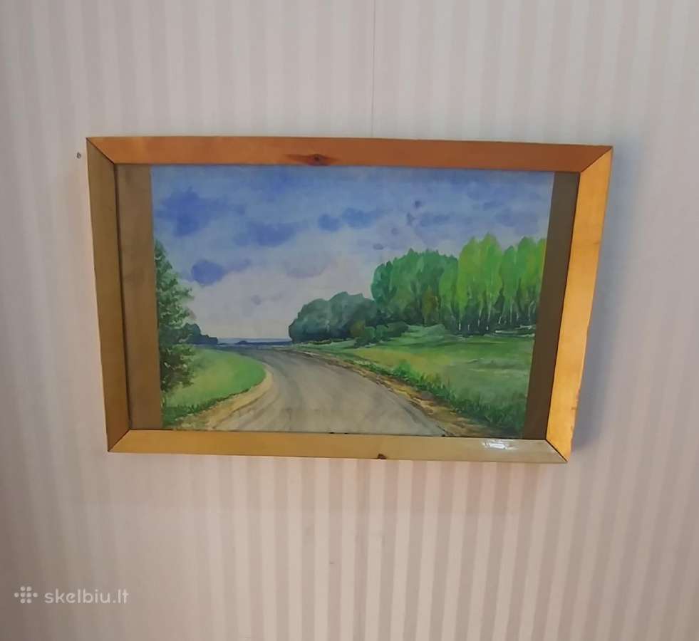 Akvarelė su peizažu įstiklintame rėme - nuotraukos Nr. 2