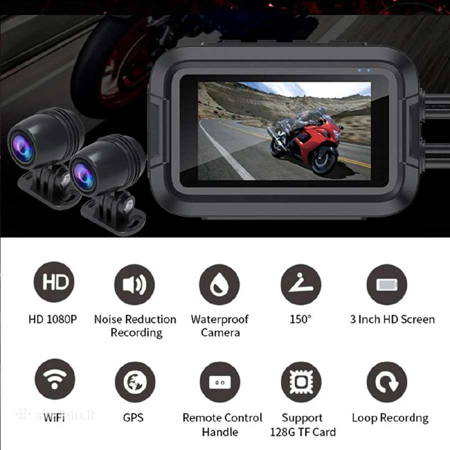 Motociklui Full HD vaizdo registratorius su GPS - nuotraukos Nr. 4