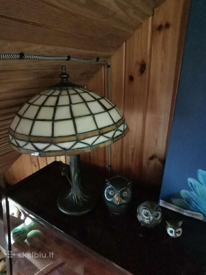Vintažinis Tiffany stiliaus, stalinis šviestuvas. - nuotraukos Nr. 4