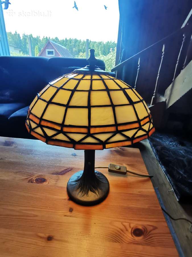 Vintažinis Tiffany stiliaus, stalinis šviestuvas. - nuotraukos Nr. 6